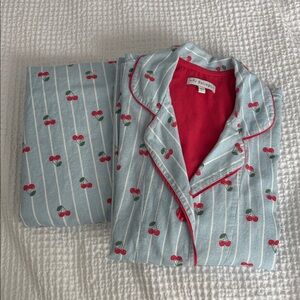 PJ Salvage Blue Cherry Print Pajama Set